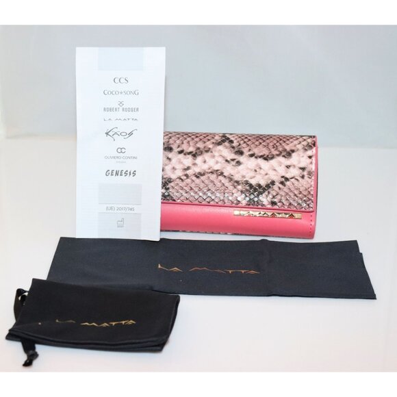 New LA Matta Sunglasses Eyeglasses Pink Snake skin /with mirror Case - Picture 2 of 4